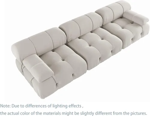 Vista 5 de JACH Sofá modular convertible de 104 pulgadas, sofás minimalistas de terciopelo de mediados de siglo, sofá ancho de 3 asientos moderno de lujo