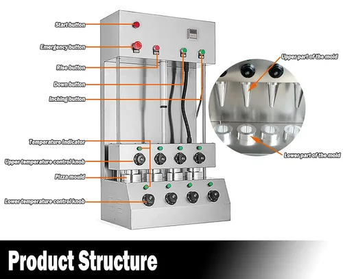 Vista 9 de TZ Máquina de cono de pizza - Máquina de 4 conos con horno, 110V/60Hz
