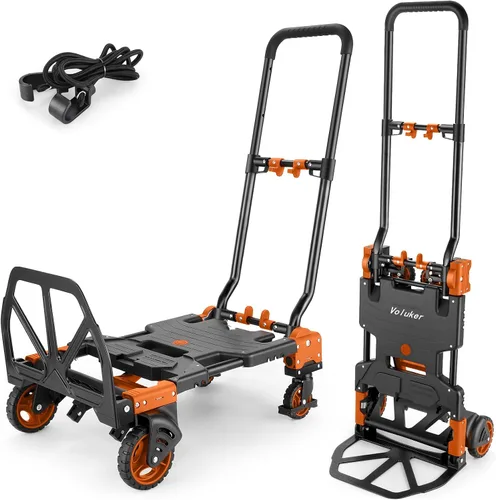 Vista 10 de Carro de mano plegable 2 en 1, carrito retráctil de 330 libras, 4 y 2