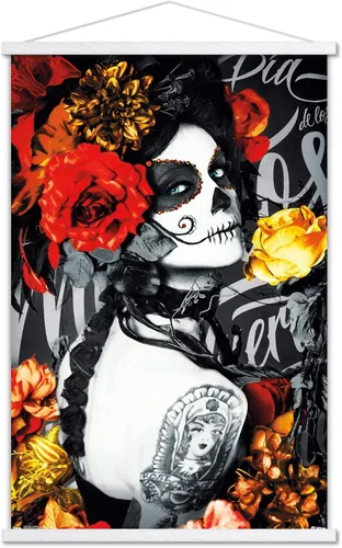 Vista 10 de Trends International Día De Los Muertos - Póster de pared de tatuaje, 22.375 x 34 pulgadas, versión enmarcada en negro Versión con marco negro