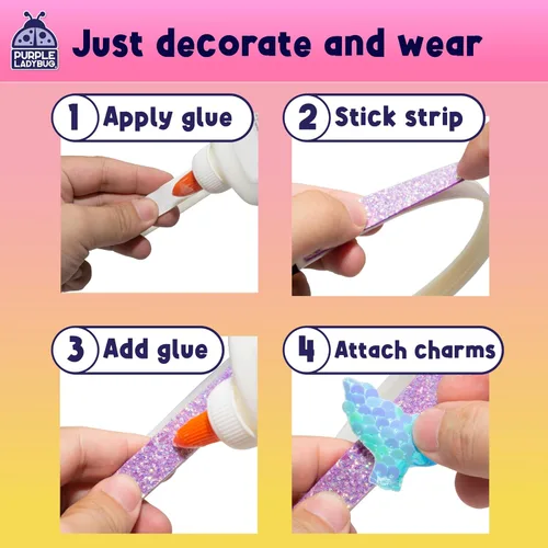 Vista 5 de PURPLE LADYBUG Diademas de sirena para niñas, grandes regalos para niñas de 5 años, manualidades creativas para niños de 4 a 8 años, artes