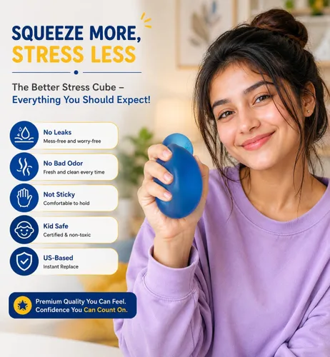 Vista 2 de Big Stress Cube Squishy Slow Rising Gel Fidget Toy TDAH BPA 2.25 pulgadas (azul)
