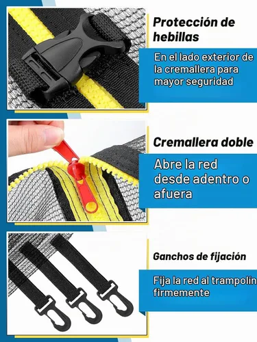 Vista 7 de Biggun Red para cama elástica – Red de seguridad de repuesto para postes rectos marcos redondos trampolín, malla de barrera de nailon con doble