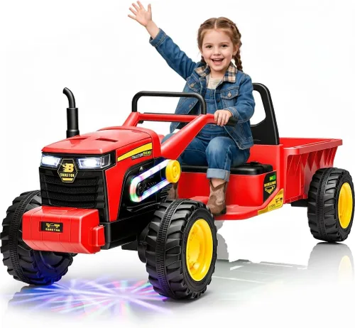 Vista 9 de Tractor de paseo para niños de 24 V con caja de carga grande para Azul