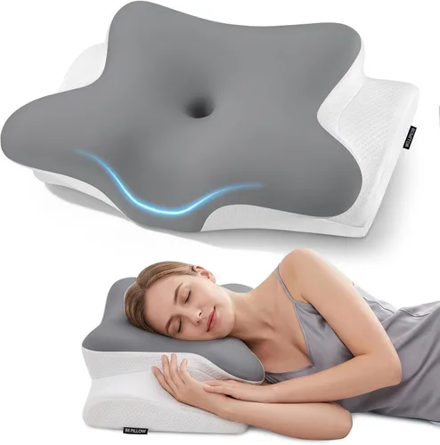 Vista 9 de Almohada cervical para aliviar el dolor de cuello, almohada cervical ergonómica para dormir, almohada de contorno para dormir de lado para soporte