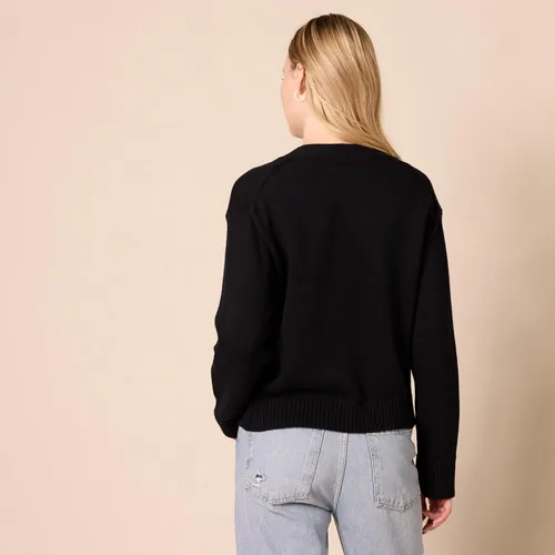 Vista 3 de Tienda Essentials Cárdigan corto con cuello en V para mujer