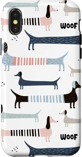 Vista 5 de Dachshund Weenie Weiner Dog - Carcasa para iPhone 17, diseño azul, rosa y blanco