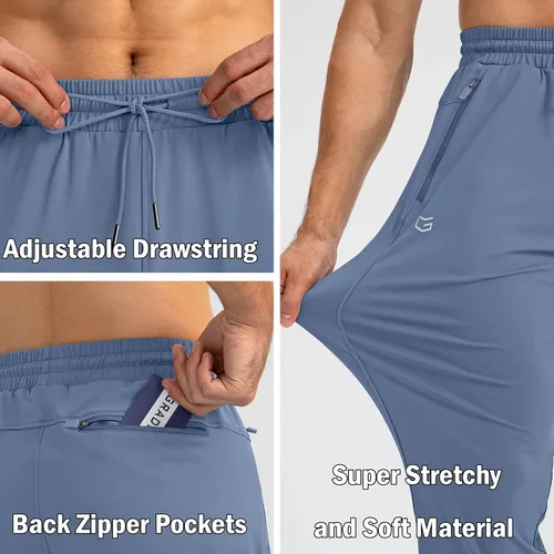 Vista 5 de G Gradual Pantalones deportivos para hombre con bolsillos con cremallera, pantalones deportivos cónicos para entrenamiento, correr, correr