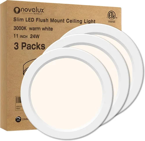Vista 26 de Lámpara de techo de montaje empotrado - Certificada ETL - LED de 3,000 K y luz blanca cálida de 5 pulgadas, diseño redondo ultradelgado de 0.63