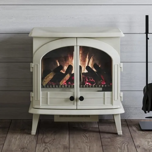 Vista 11 de Modern Ember Harlowe - Estufa Calentador de Chimenea Eléctrica Independiente en Negro con Cama de Brasas Multicolor Tecnología Inteligente
