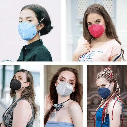 Vista 6 de HUHETA Mascarillas KN95 100 unidades, mascarillas KN95 protectoras transpirables de 5 capas para adultos envueltas individualmente, multicolor