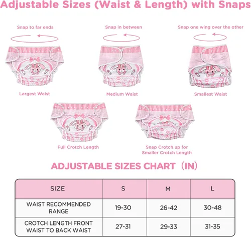 Vista 2 de Littleforbig Lavable Ajustable Reutilizable Impermeable Tela Adulto Pañal Wrap Cover - Bebé Usagi Patrón S