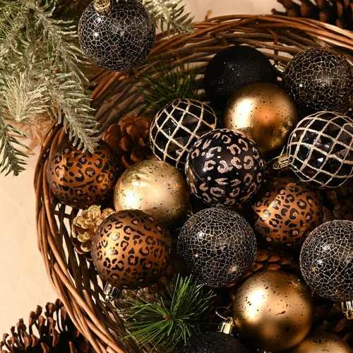 Vista 8 de DecorbyHannah - Adornos de Navidad de oro negro de 20 quilates, decoración Negro dorado