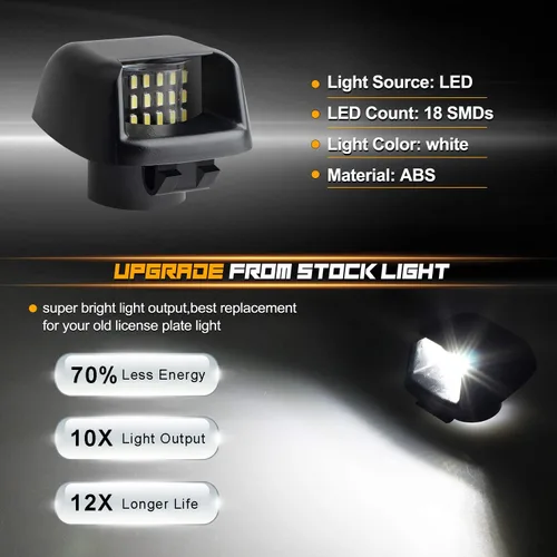 Vista 2 de Luz LED de matrícula para Nissan Frontier Navara D40 Titan Armada Xterra 18 SMD 6500K white LED, CANBUS no error code, waterproof PC+ABS