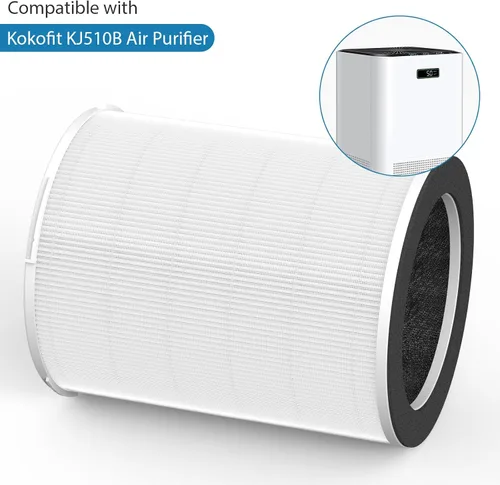 Vista 2 de Paquete de 1 filtro de repuesto KJ510B compatible con purificador Kokofit KJ510B, sistema de filtración 3 en 1