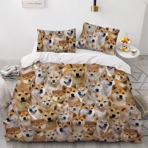 Vista 13 de Airedale Terrier - Juego de funda de edredón con estampado de cara de perro, juego de ropa de cama de 3 piezas, juego de funda de edredón suave