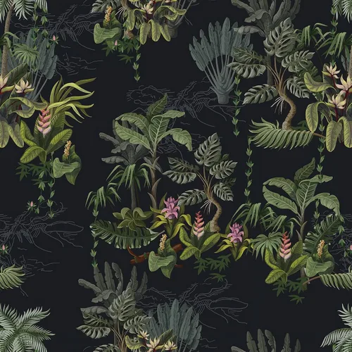 Vista 16 de Ismoon Papel tapiz verde para despegar y pegar, diseño bohemio floral y hojas en papel adhesivo grueso, papel adhesivo botánico oscuro, extraíble