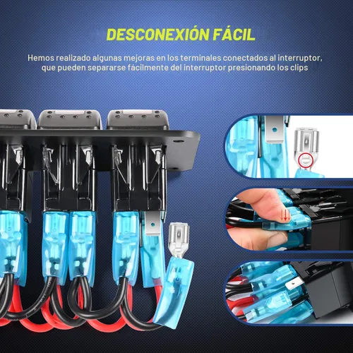 Vista 4 de Nilight - Panel de interruptor basculante de 3 bandas 90115C Panel de interruptores de aluminio precableado impermeable con enchufe de cargador USB