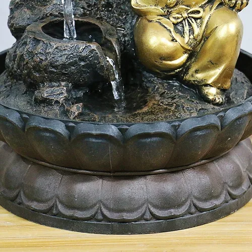 Vista 4 de Tabletop Water Fountain Fotai Waterfall Fountain Feng Shui Polo Office Decoration - Round Water Flow Waterfall Suitable for Office Bedroom Decoration