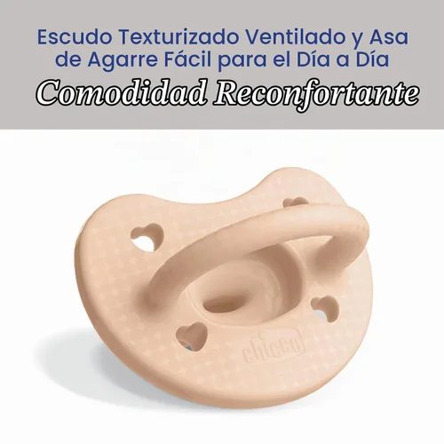 Vista 5 de Chicco Luxe Orthodontic Pacifier One-Piece Silicone, 0-6m, 2-Pack Rubor
