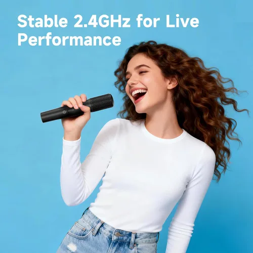 Vista 4 de TAZATA Sistema de micrófonos inalámbricos, micrófono de mano dual con receptor recargable, para karaoke, discurso, boda, iglesia, sistema de PA