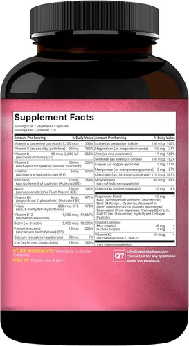 Vista 7 de Multivitamínico metilado para mujeres, 240 cápsulas vegetarianas. Sin