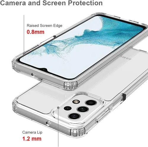 Vista 4 de Funda rígida para Samsung Galaxy A23 5G, transparente, delgada, rígida, híbrida, a prueba de golpes, con protector de pantalla de vidrio templado