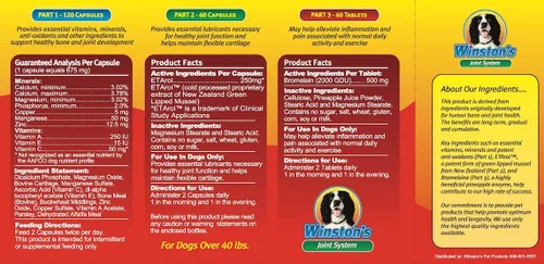 Vista 2 de Winston Joint System - para perros medianos de 40 a 99 libras - Suplemento alimenticio integral 100% natural para artritis, displasia de cadera