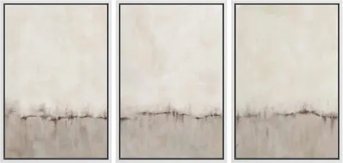 Vista 218 de SIGNFORD - Set de obras de arte en lienzo enmarcado para pared, ilustraciones abstractas de neblina del desierto en tonos neutros beige y marrón