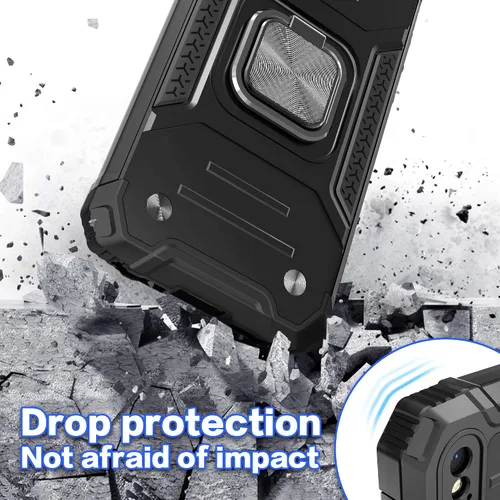 Vista 5 de Funda protectora ligera para iPhone Xs con protector de pantalla, absorción de golpes, resistente a prueba de caídas con soporte para automóvil