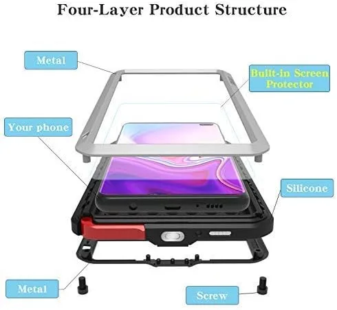 Vista 3 de LOVE MEI Funda militar resistente para Samsung Galaxy S10 Plus, con protector de pantalla de vidrio templado, a prueba de golpes, a prueba de polvo