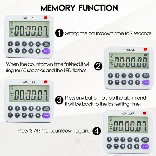 Vista 4 de AIMILAR Temporizador digital magnético de cocina con teclado numérico directo, alarma fuerte, temporizador de cuenta regresiva de 99 horas