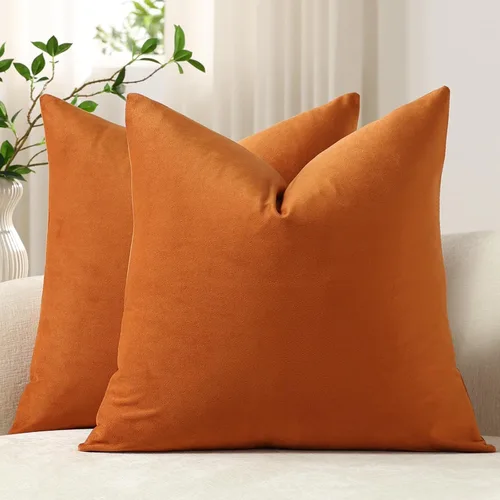 Vista 16 de Fundas de almohada de 16 x 16 pulgadas, color beige: paquete de 2 fundas de almohada decorativas de terciopelo suave y acogedoras para sofá, sala