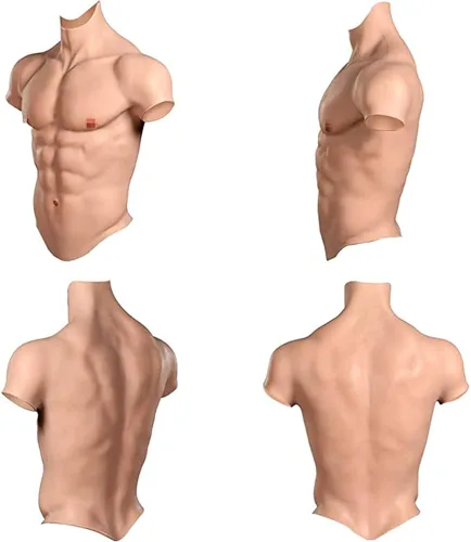 Vista 2 de SUAISKR Pecho realista del músculo del silicón para el chaleco masculino realista del pecho del chaleco del pecho de la piel