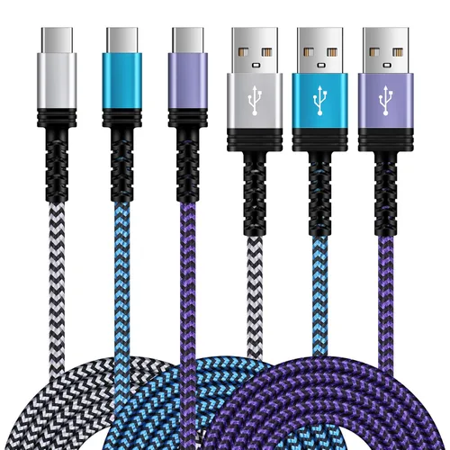 Vista 12 de Cable USB a USB C de 6 pies/Paquete de 3 para iPhone 17 16 15/15 Pro/15 Pro Max/15 Plus, cable de carga rápido USB A a USB tipo C para Samsung