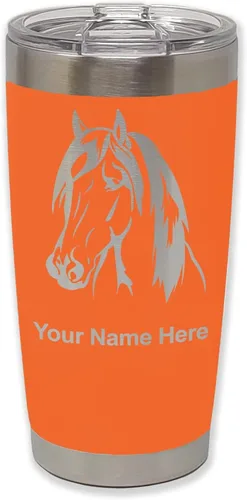 Vista 27 de LaserGram Vaso aislado al vacío de 20 onzas, cabeza de caballo 1, grabado personalizado incluido (negro)