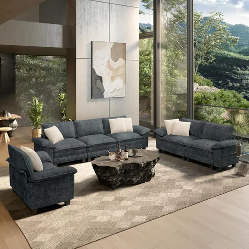 Vista 15 de HERA'S HOUSE Juego de sofás seccionales modulares de 2 piezas, juego de sofá de gran tamaño con loveseat y sillón, cómodos sofás nube con cojines