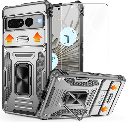 Vista 18 de Funda para Google Pixel 7 Pro, con cubierta deslizante para cámara y protector de pantalla HD, [probado contra caídas de grado militar] Funda