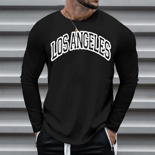 Vista 2 de Tshirt for Men Long Sleeve Crew Neck Breathable Thermal Relaxed Fit Athletic Tees Trendy True Comfort Tops