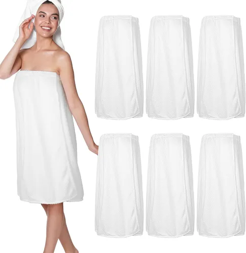 Vista 9 de Tigeen 6 toallas de baño para mujer, bata de spa con cierre ajustable, parte superior elástica, vestido ligero (Negro, M)