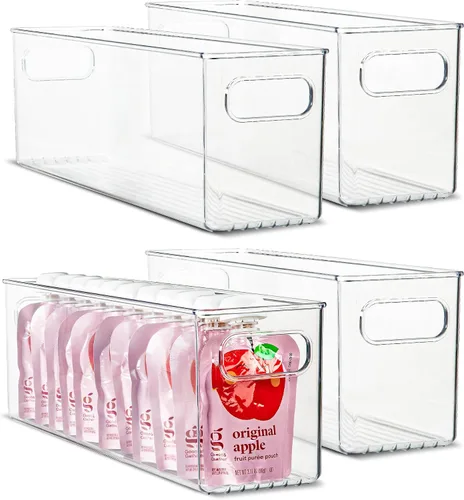 Vista 33 de Contenedor de plástico transparente para almacenamiento de alimentos con asas para organizar cocina, despensa, refrigerador, congelador, despensa