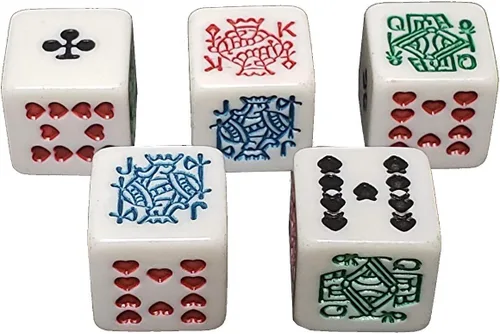 Vista 5 de Cyber-Deals Juego de dados de cuero sintético negro con forro de fieltro negro con póker blanco (Clubs Ace) y dados de pip en bolsa
