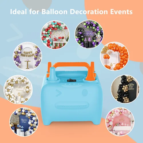 Vista 5 de OWill Balloon Pump Electric, Balloon Inflator Electric Air Pump, Portable Dual Nozzle Balloons Air Pump Electric 600W Blow Machine for Party