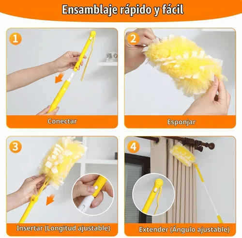 Vista 6 de 60 repuestos de plumero resistente de 360° compatibles con Swiffer, recambio de plumero electrostático desechable de tamaño grande extra grueso