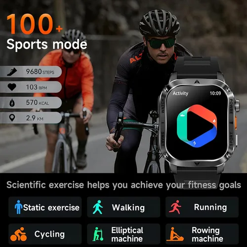 Vista 4 de Yihou Relojes inteligentes para hombres, relojes militares, monitor de salud con monitor de frecuencia cardíaca, rastreador de sueño, reloj