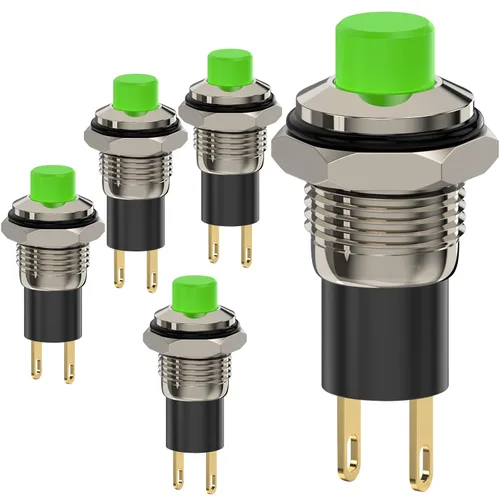 Vista 14 de Interruptor de botón, Interruptores mini autobloqueables de cierre 10mm redondos DC24V 0.5A Negro con tapa 5 piezas con cable de 20cm