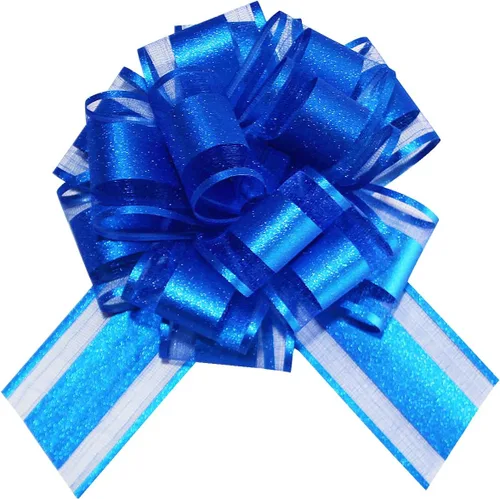 Vista 7 de HQJAXJ 6 lazos azul cielo para envolver regalos, lazos con purpurina de 6 pulgadas para cestas de regalo, Pascua, cestas de regalo, fiestas