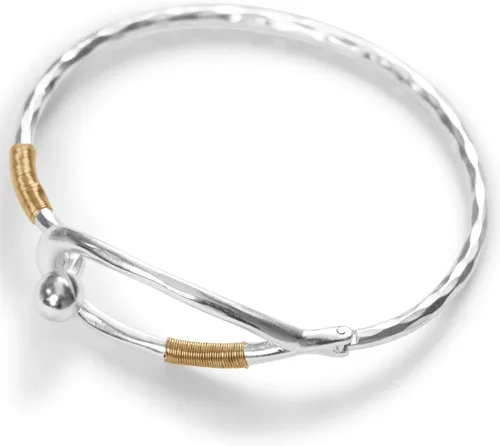 Vista 2 de Lucky Brand Brazalete con bisagra envuelta en alambre de dos tonos, Metales no preciosos