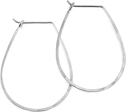 Vista 123 de Aretes de aro finos martillados, elegantes plata esterlina geométrica sólida, relleno de oro y relleno de oro rosa; para mujer por Lotus Stone