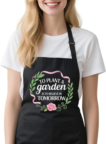 Vista 8 de Delantal de jardinería para mujer con bolsillos, delantal de jardín ajustable divertido regalo para jardinero, mamá, esposa, amante de las plantas